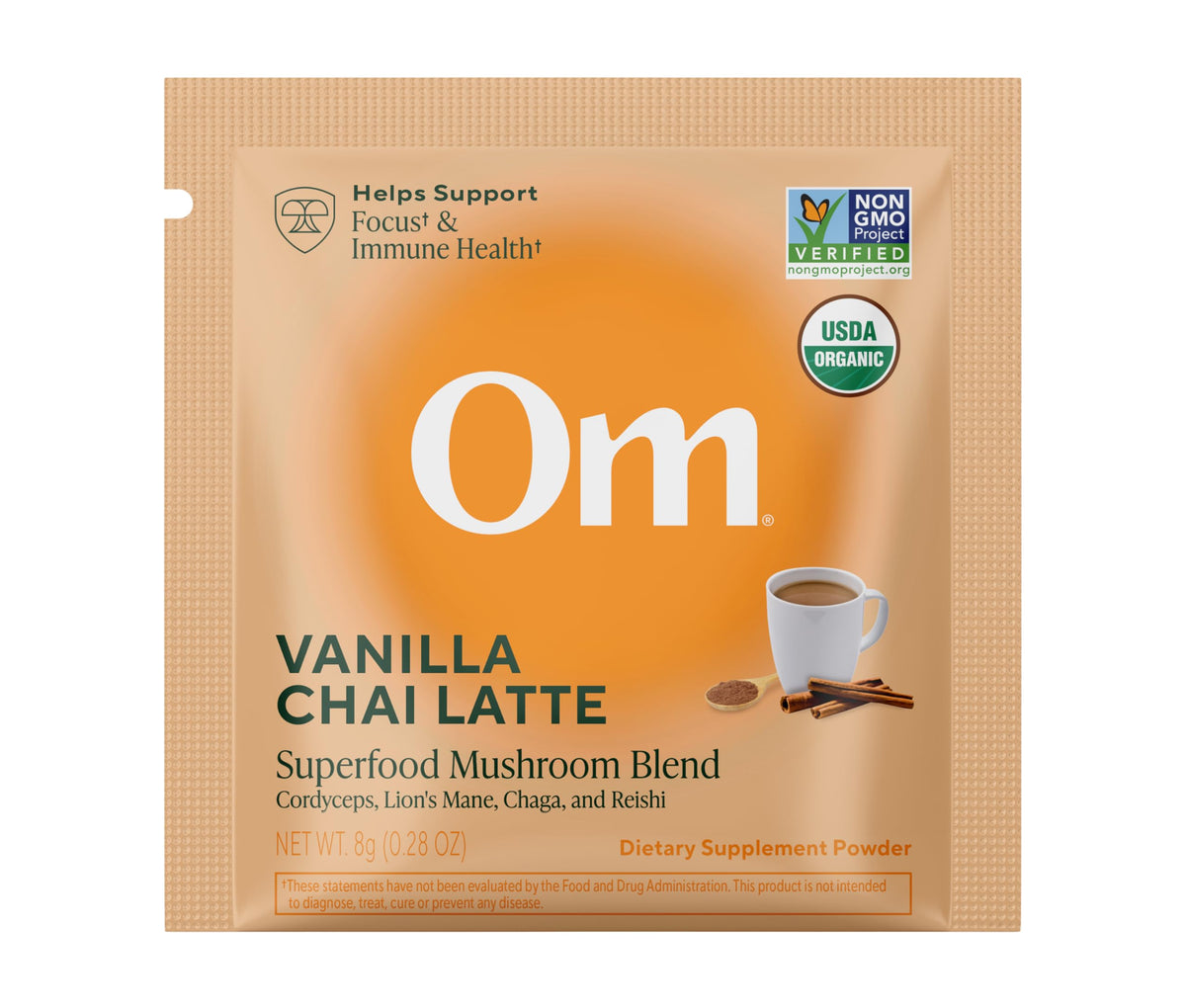 Latte Chai Vanille OM MUSHROOM servi avec une cuillère