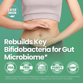 Layer Origin PureBifido Probiotiques étiquette avec ingrédients