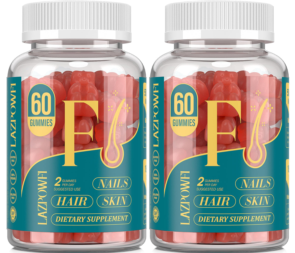 Lazpowfi Gummies Biotine 60 jours, emballage avant
