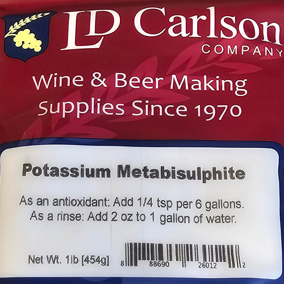 LD Carlson Potassium Metabisulfite 454g utilisation dans un verre