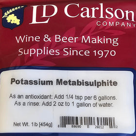 LD Carlson Potassium Metabisulfite 454g utilisation dans un verre