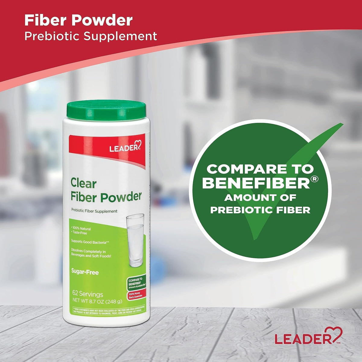 Leader Poudre de Fibres Prébiotiques - Détails de l'étiquette sur le contenant