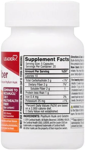 Leader Psyllium en capsules, vue latérale montrant la taille des capsules