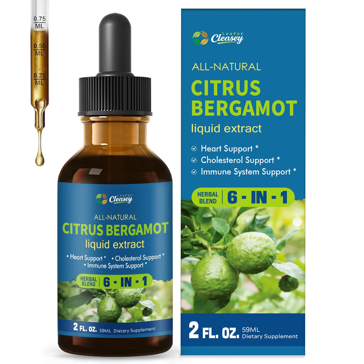 LeaforClensey Citrus Bergamot complément alimentaire liquide 2oz