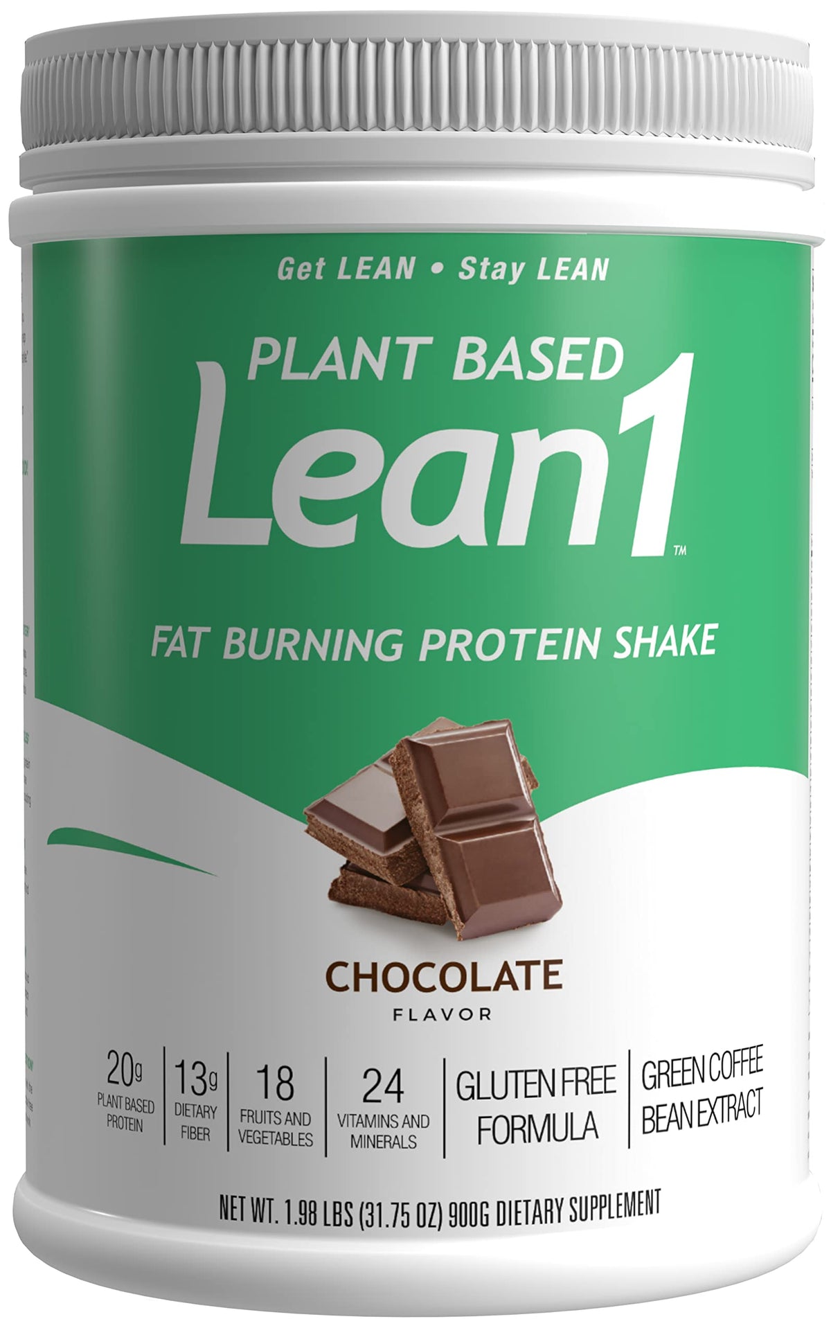 LEAN1 Poudre de remplacement de repas chocolat devant