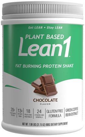 LEAN1 Poudre de remplacement de repas chocolat devant