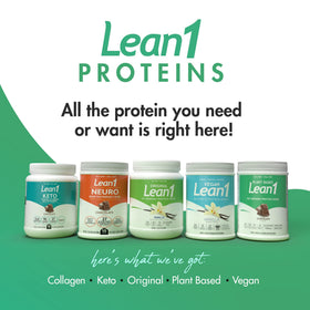 LEAN1 Poudre de remplacement de repas chocolat sur une table