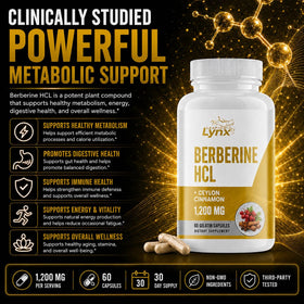 Leaping Lynx Berbérine HCl 1200mg avec cannelle de Ceylan
