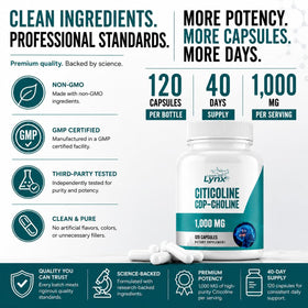 Leaping Lynx Citicoline 1000 mg capsules on a table