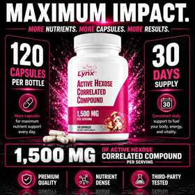 Leaping Lynx Complément Alimentaire Champignon 1500 mg 120 Capsules avec capsules visibles
