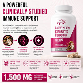 Leaping Lynx Complément Alimentaire Champignon 1500 mg 120 Capsules avec un verre d'eau