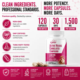 Leaping Lynx Complément Alimentaire Champignon 1500 mg 120 Capsules sur fond neutre