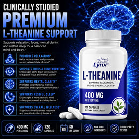 Leaping Lynx L-Theanine 400 mg bottle with label