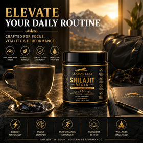 Leaping Lynx Résine de Shilajit 1 000 mg sur fond blanc