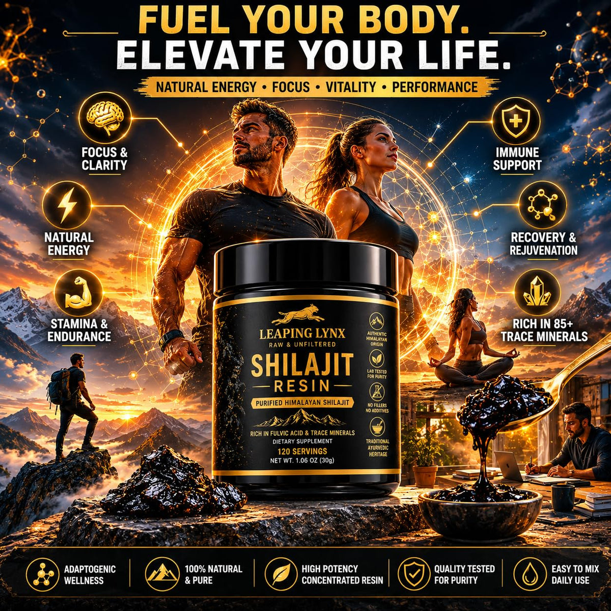 Leaping Lynx Résine de Shilajit avec cuillère