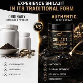 Leaping Lynx Résine de Shilajit sur une surface en bois