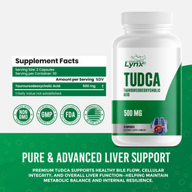 Leaping Lynx TUDCA 500mg bottle side view