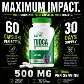 Leaping Lynx TUDCA 500mg capsules close-up