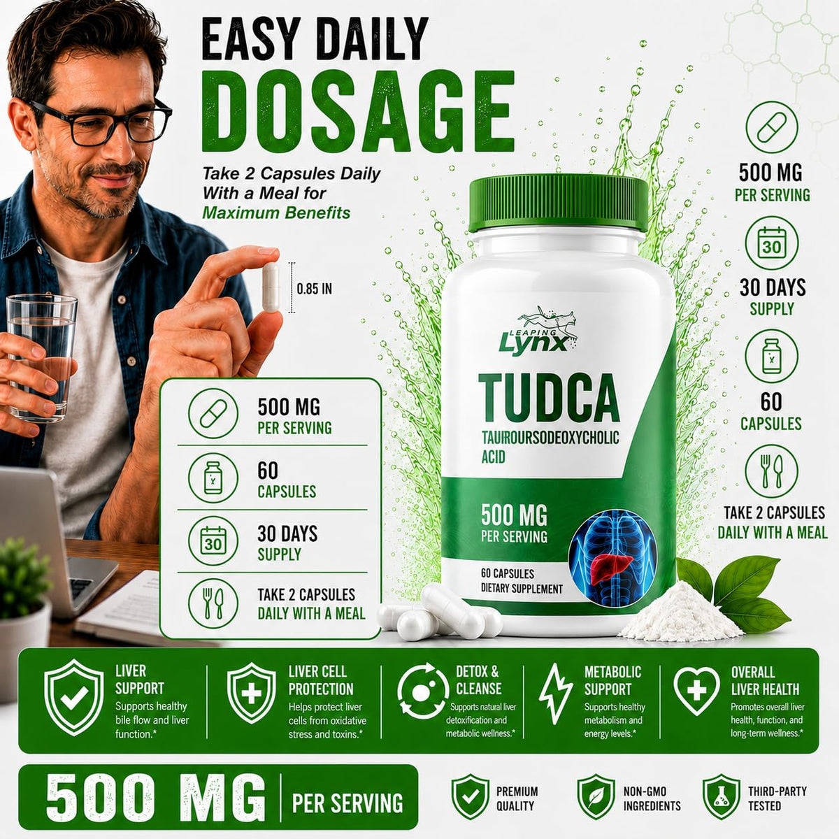 Leaping Lynx TUDCA 500mg supplement facts