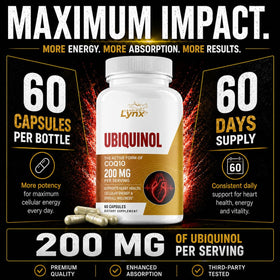 Leaping Lynx Ubiquinol CoQ10 200mg capsule ouverte