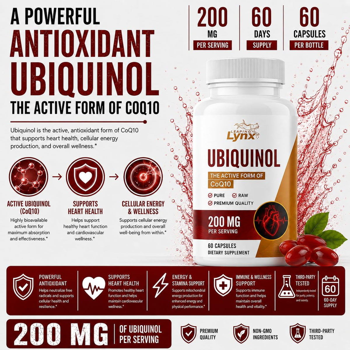 Leaping Lynx Ubiquinol CoQ10 200mg ingrédients
