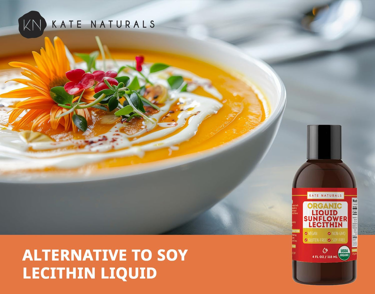 Lécithine de tournesol Kate Naturals sur une table de cuisine