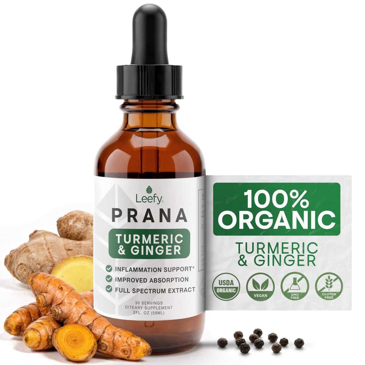 Leefy Extrait Liquide de Curcuma 30 Servings flacon avant