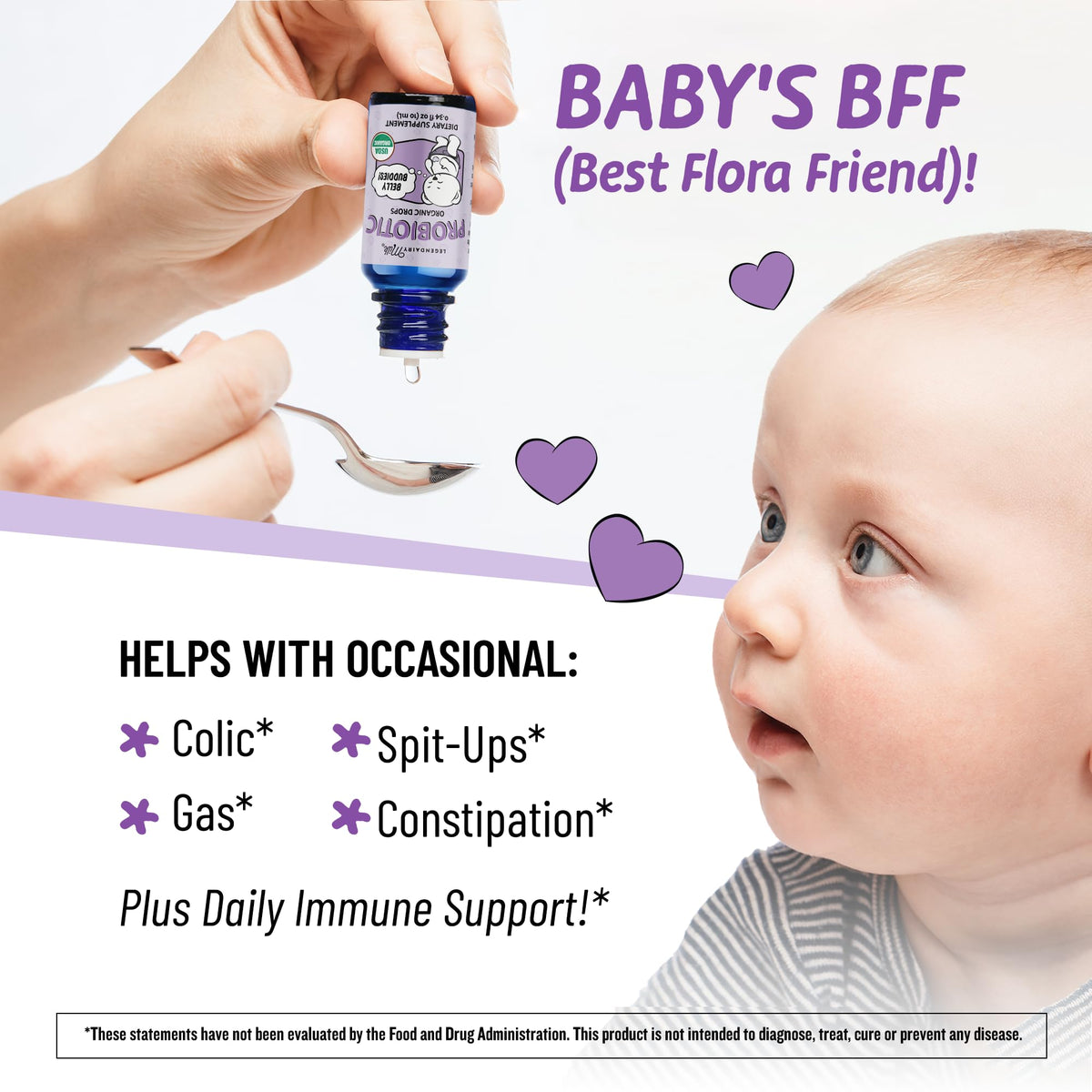 Legendairy Milk Gouttes Probiotiques Bio pour Bébé 10ml sur fond blanc