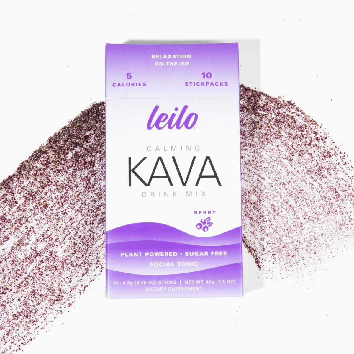 LEILO Mélange de Boisson Kava Berry stick pack sur une table