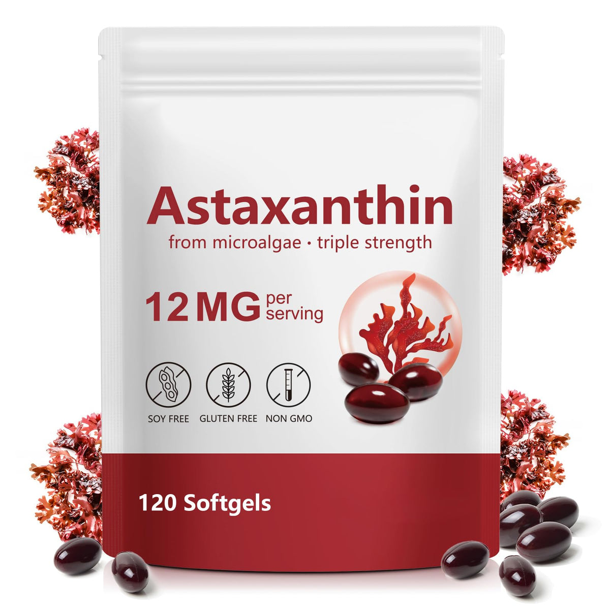 LEISGOTO Astaxanthin 12mg 120 gélules softgels vue de face