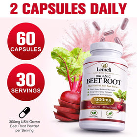Lemeli Betterave 1300mg sur table en bois