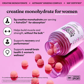 Lemme Gummies de Créatine Monohydrate avec fraises sur fond blanc