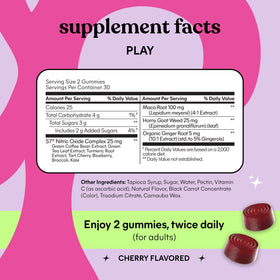 Lemme Play Gummies, présentation avec fruits frais
