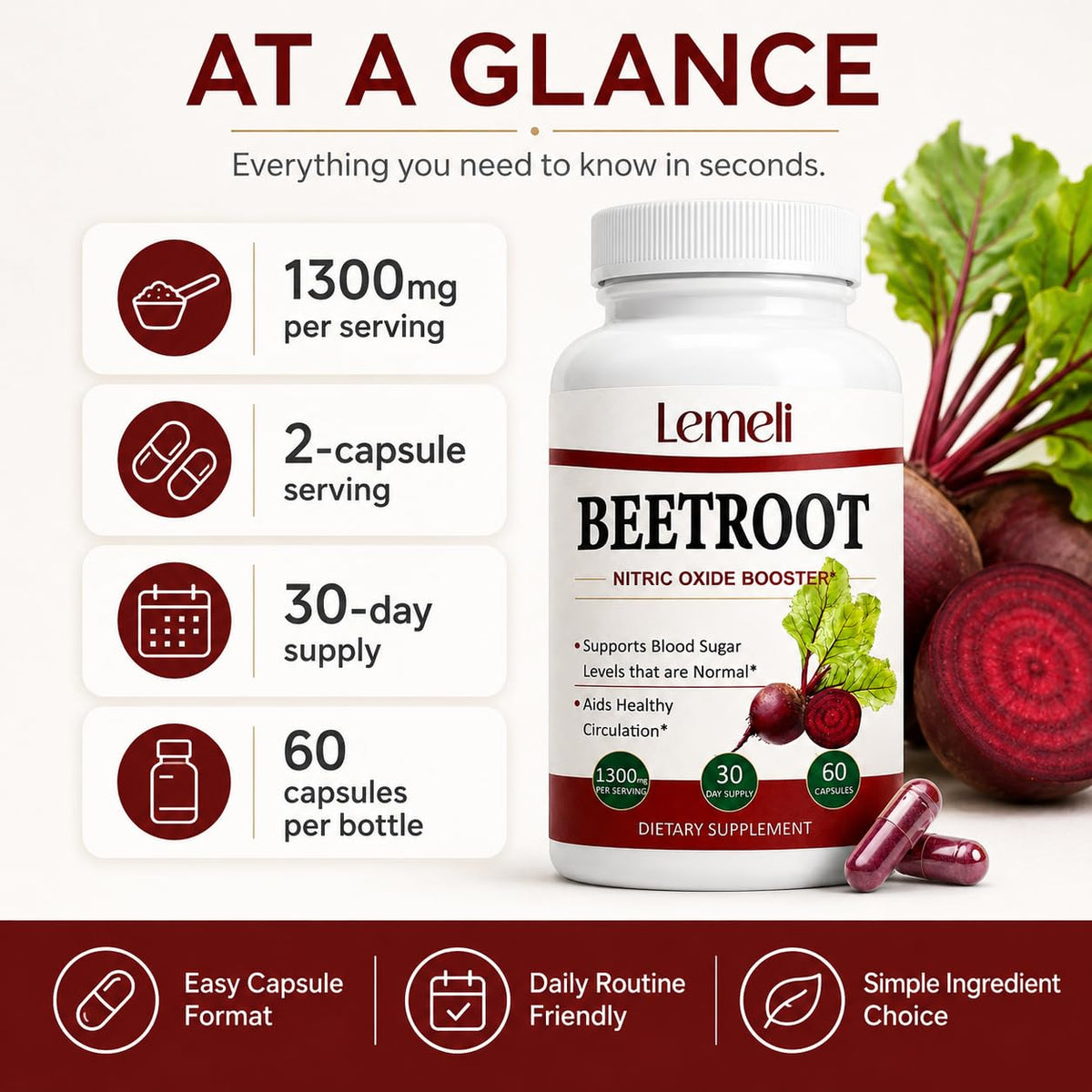 Lence Complément Alimentaire Betterave 1300mg - capsules sur fond blanc
