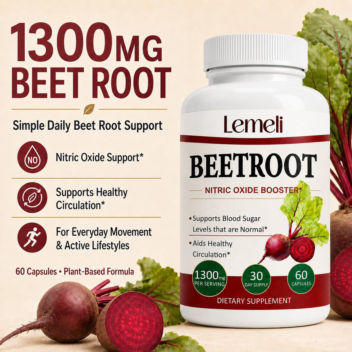 Lence Complément Alimentaire Betterave 1300mg - capsules sur une table