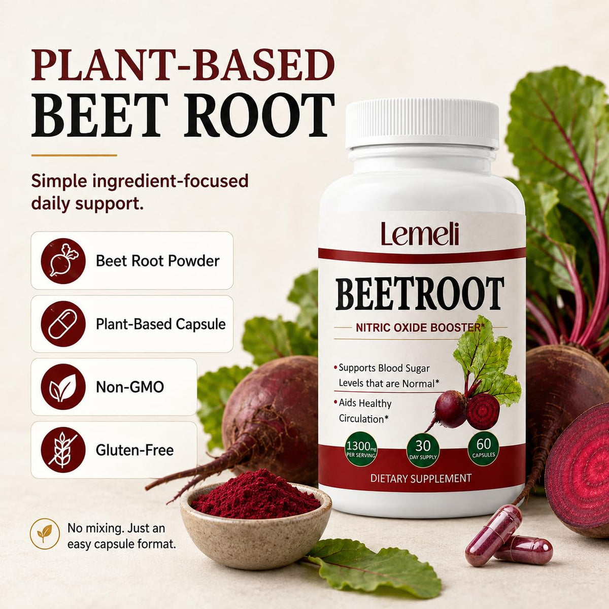 Lence Complément Alimentaire Betterave 1300mg - vue arrière de l'emballage