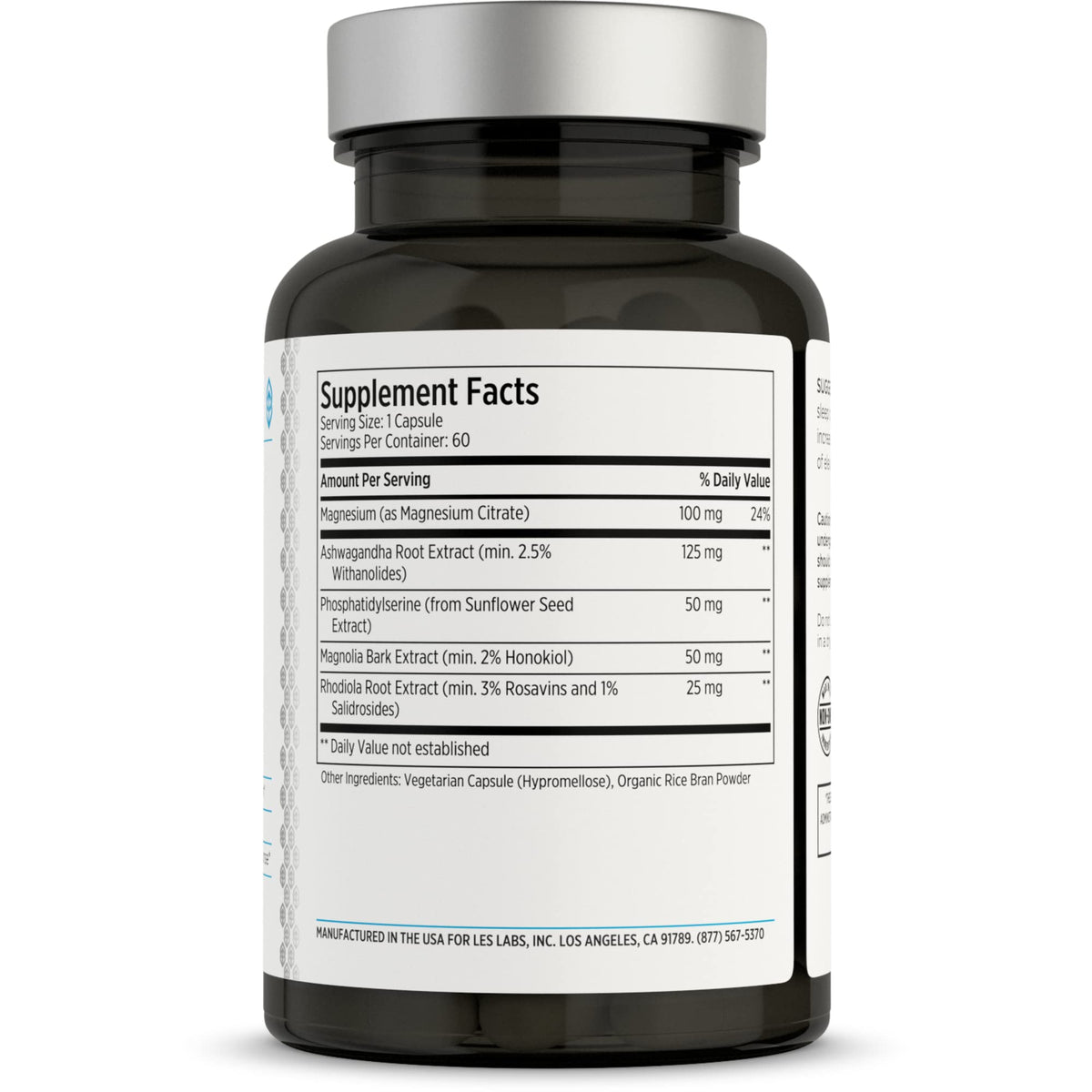 LES Labs Complément Alimentaire Cortisol Health 60 Capsules vue arrière