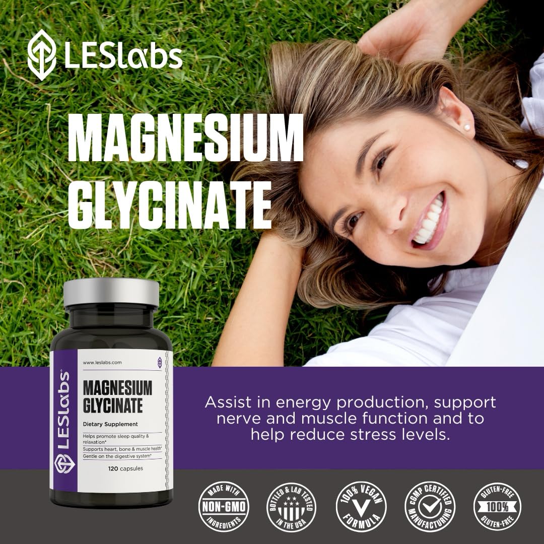 LES Labs Magnésium Glycinate 120 capsules avec dosage