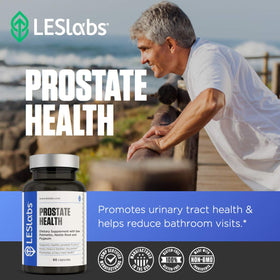 LES Labs Santé Prostatique 60 Capsules dans un environnement de salle de bain