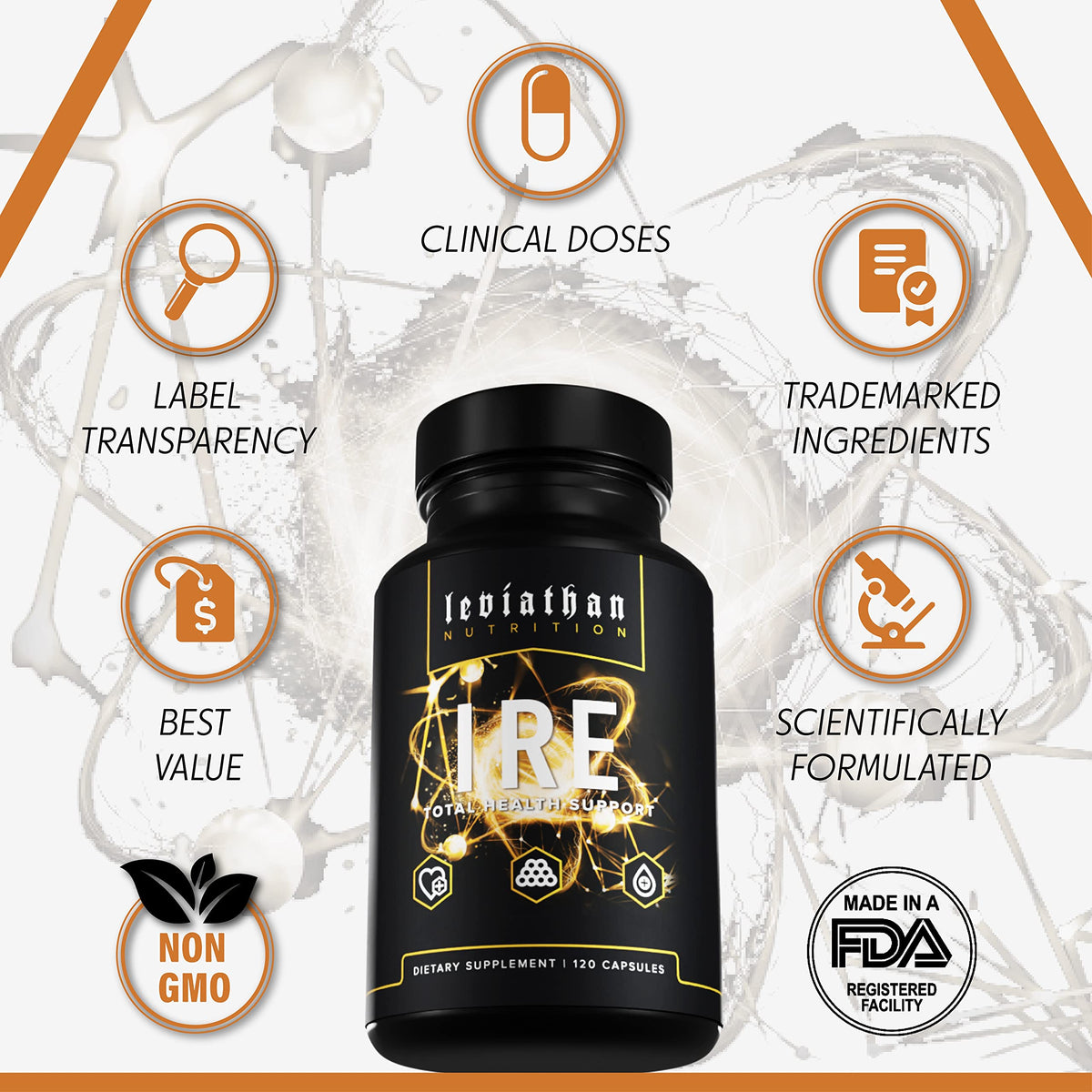 Leviathan Nutrition IRE flacon sur fond neutre