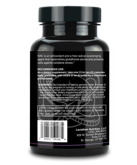 Leviathan Nutrition NAC 600mg flacon ouvert avec capsules visibles