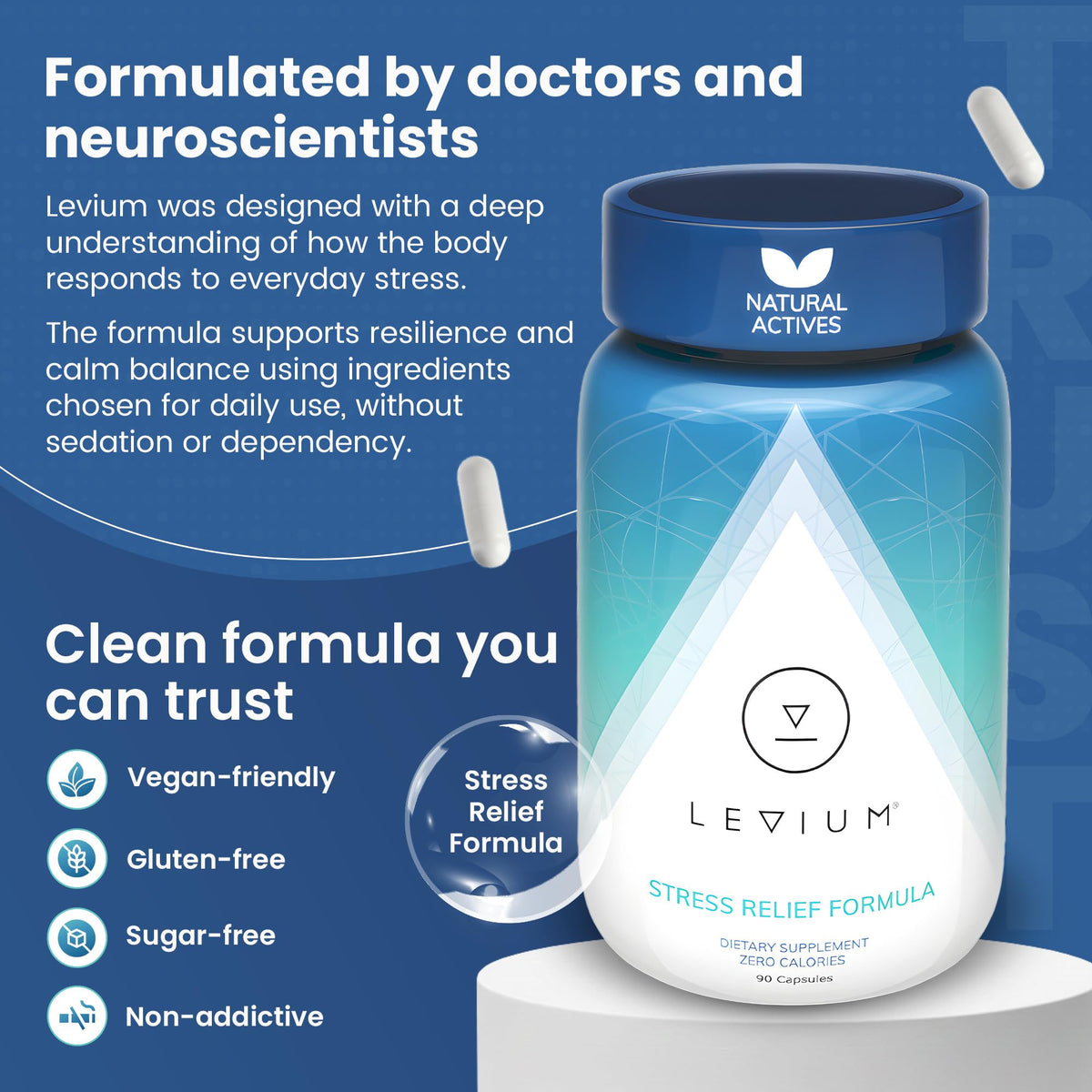 Levium complément alimentaire 90 capsules sur fond blanc