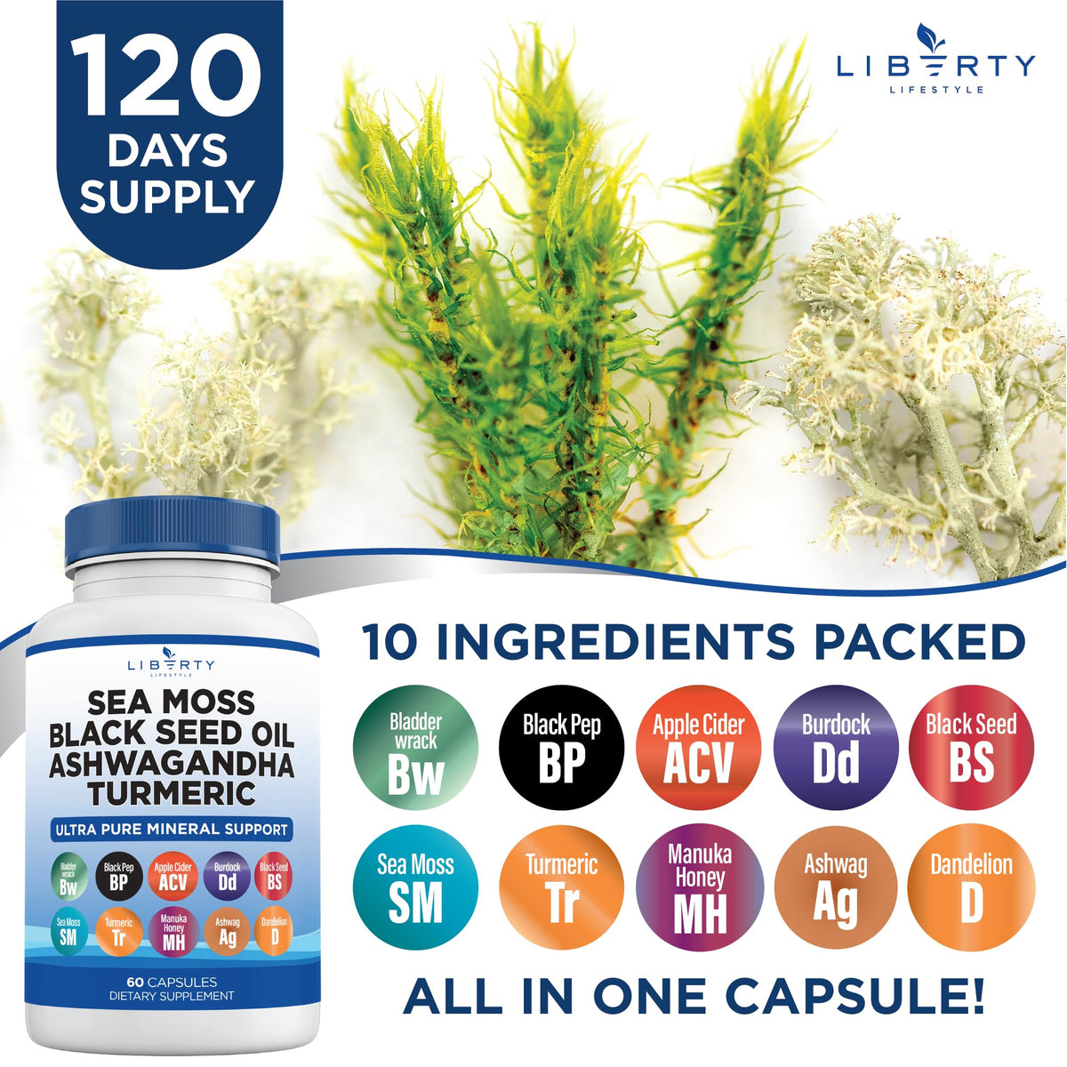 Liberty Lifestyle Complément Alimentaire 10 en 1 gélules avec ingrédients naturels