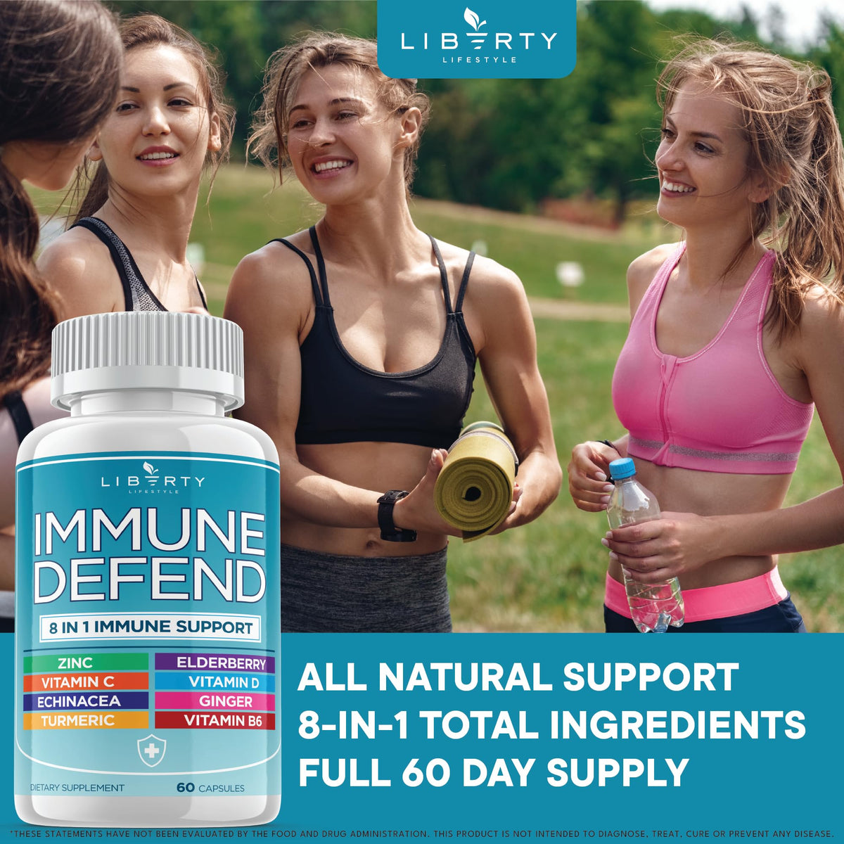 Liberty Lifestyle Complément Alimentaire 8 en 1 avec ingrédients listés