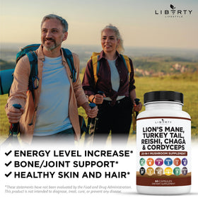 Liberty Lifestyle Complément Alimentaire Champignon vue de côté avec dimensions du produit