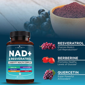 Liberty Lifestyle Complément Alimentaire NAD+ 300 mg, vue latérale de la boîte