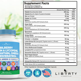 Liberty Lifestyle Complément Alimentaire Santé des Yeux 180 Capsules emballage