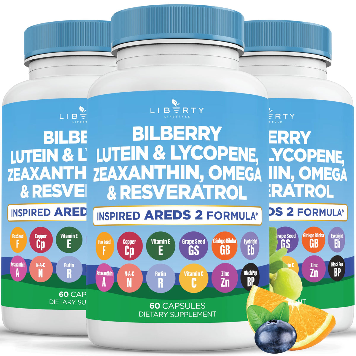 Liberty Lifestyle Complément Alimentaire Santé des Yeux 180 Capsules vue de face
