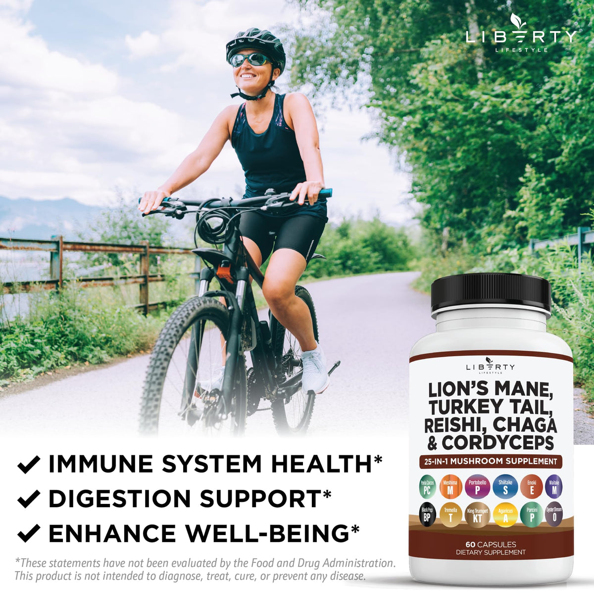 Liberty Lifestyle Complément Alimentaire sur une table en bois