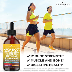 Liberty Lifestyle Gouttes de Maca sur une surface en bois